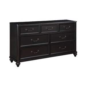 Black and Pewter 7-Drawer 63.5 in. Wide Dresser Without Mirror