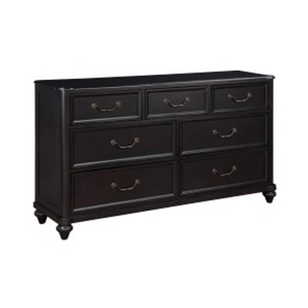 Benjara Black and Pewter 7-Drawer 63.5 in. Wide Dresser Without Mirror