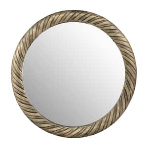 Bronze 29 in. W x 29 in. H Metal Frame Hurricane Pattern Wall Mirror