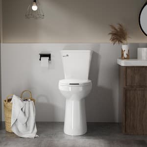 Tall Toilets for Seniors 21 in 2-Piece 1.28 GPF Single Flush Elongated Raised Toilet in White, Soft Close Seat Included