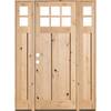 Krosswood Doors 64 in. x 96 in. Craftsman 2 Panel 6-Lite Knotty Alder Unfinished Right-Hand Inswing Prehung Front Door with Sidelites PHED.KA.550.30.80.134.RH.DSL