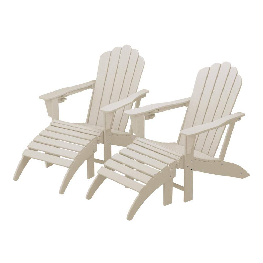 Aderson 4-Piece All Weather Outdoor Patio HDPE Adirondack Chairs w/ Cup Holders and Matching Ottomans in Sand price history on PriceWatchPro