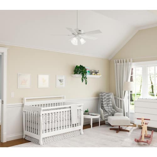 Swanson 44 in. Indoor Fresh White Standard Ceiling Fan with LED Bulbs Included Ceiling Fans