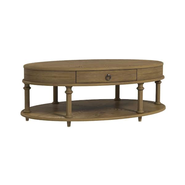 JAYDEN CREATION Mercurius 46 in. Natural Oval Wood Coffee Table with Storage