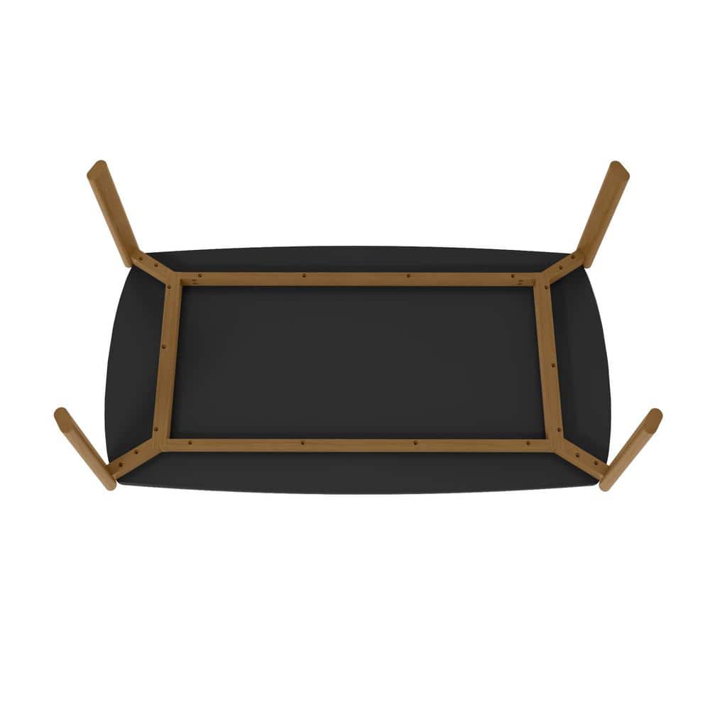 Matte Black and Eucalyptus Wood Rectangular Dining Table