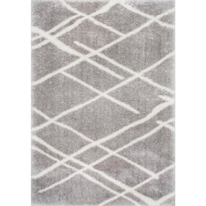 Dupree Striped Shag Gray 4 ft. x 6 ft. Area Rug