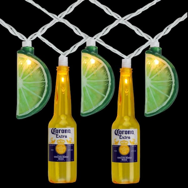 Northlight 9 ft. 10-Light Clear Corona Extra Beer Bottle and Lime Summer Patio Incandescent Lights with White Wire