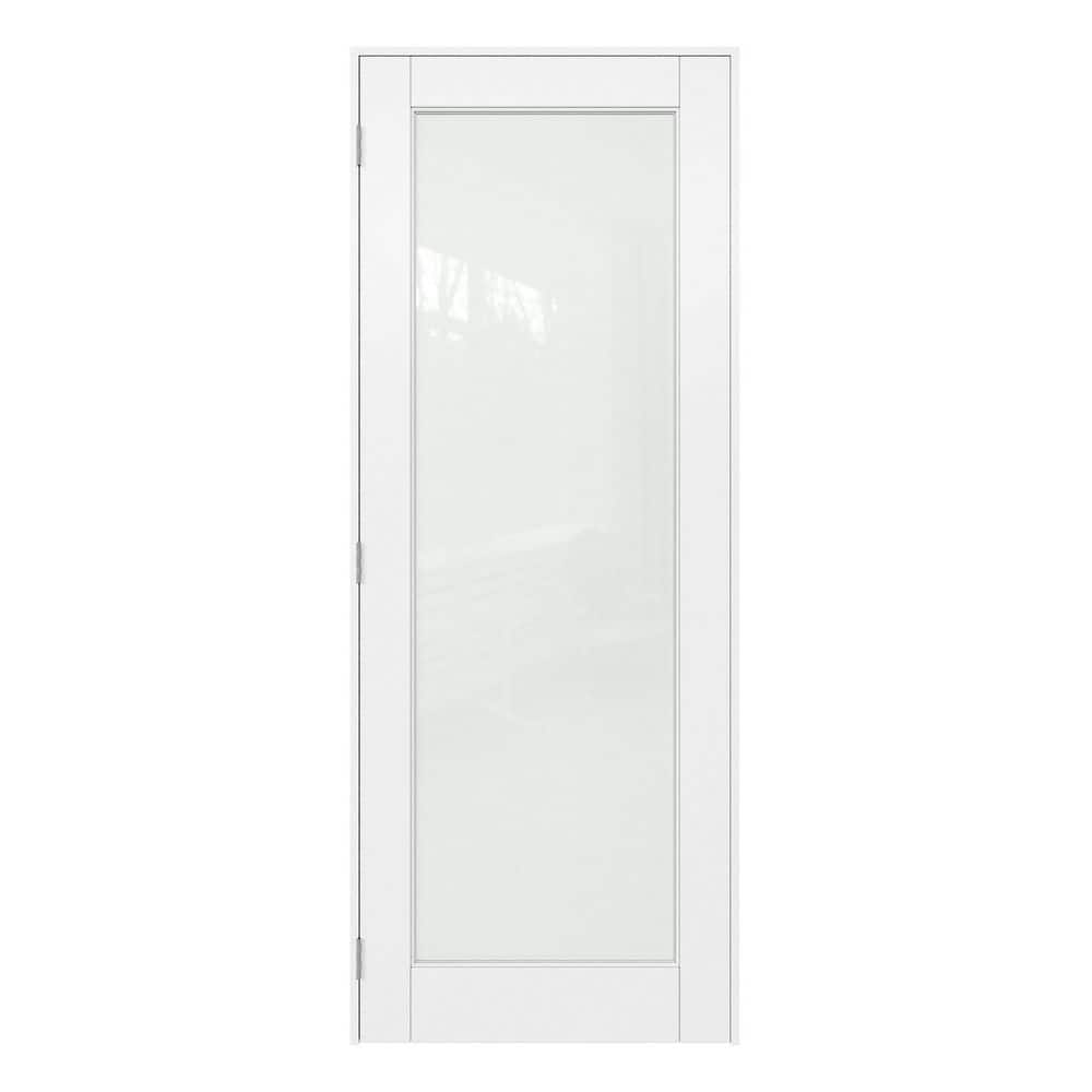 30 in. x 96 in. Right Hand 1-Lite Frosted Glass White Solid Core Wood Single Prehung Interior Door + Quick Assemble Jamb price history on PriceWatchPro