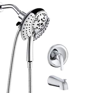 Single Handle 10-Spray 5 in. Dual Tub and Shower Faucet 1.75 GPM Wall Mount in Chrome (Valve Included)
