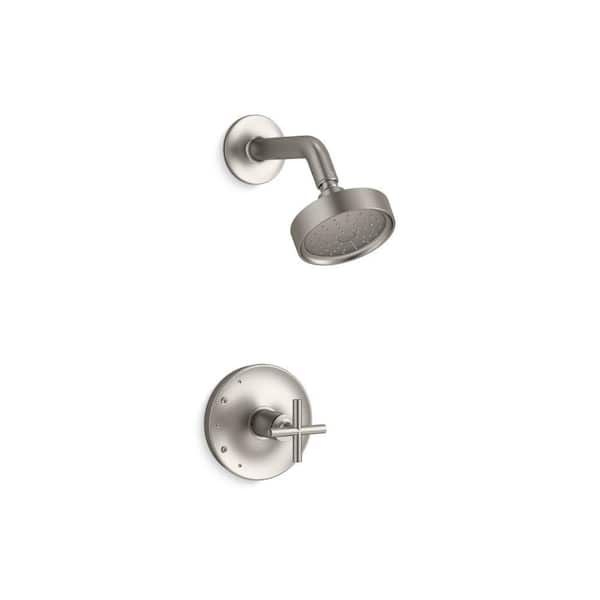 KOHLER Purist Cross 1-Handle Shower Trim in Vibrant Brushed Nickel (Valve Not Included)
