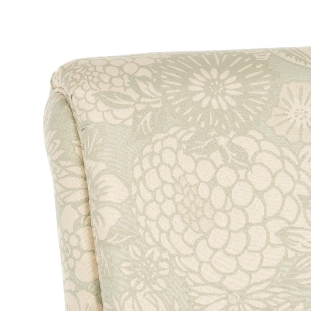 Ivory Floral Wood Accent Arm Chair