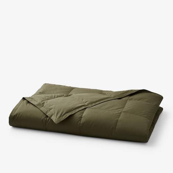 The Company Store Lacrosse LoftAIRE Recycled Fill Down Alternative Dark Olive Twin Cotton Blanket
