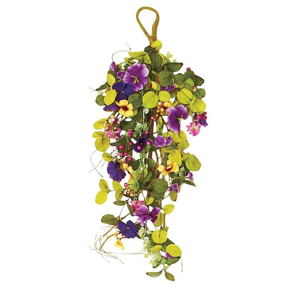 Worth Imports 24 in. Purple Mixed Teardrop with Pansy