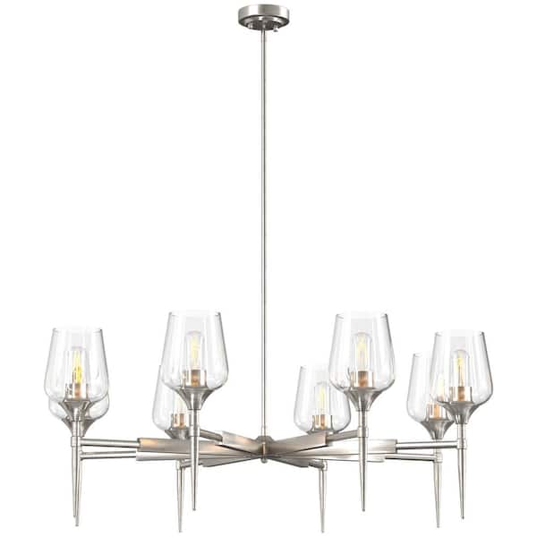Merra 8 - Light Nickel Dimmable Classic Traditional Chandelier for Dining Room with No Bulbs Included
