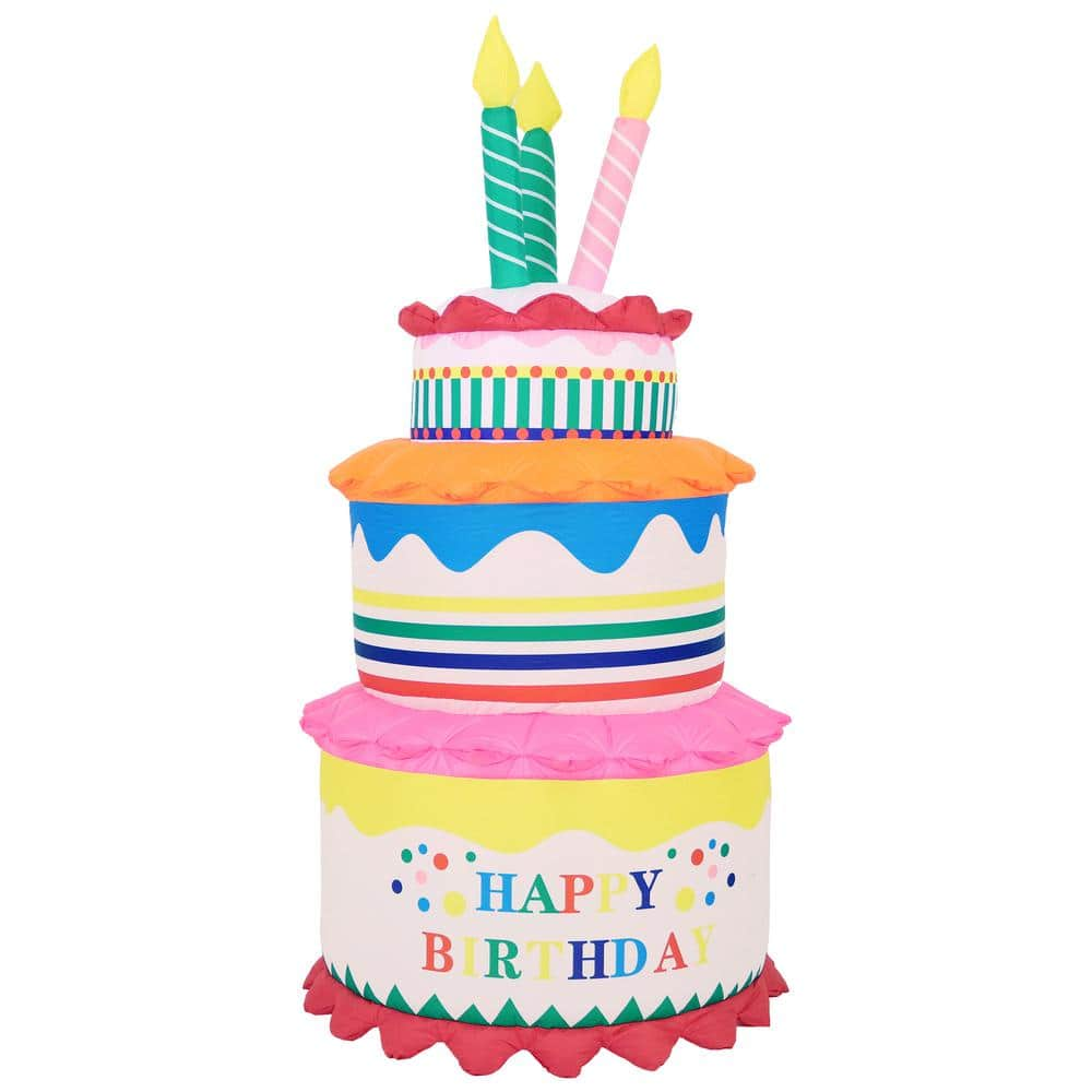 Sunnydaze Decor 6 ft. x 3 ft. Indoor/Outdoor Inflatable Birthday Cake ...