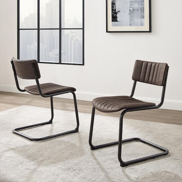 Set of 2 Modern Cantilever Dining Chairs Room Chair Table Faux Leather Furniture 