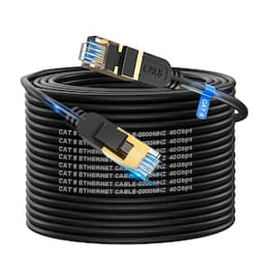 100 ft. Cat 8 Shielded Gold Plated High Speed Heavy Duty RJ45 Ethernet Cable 26AWG 40Gbps, 2000Mhz - Black