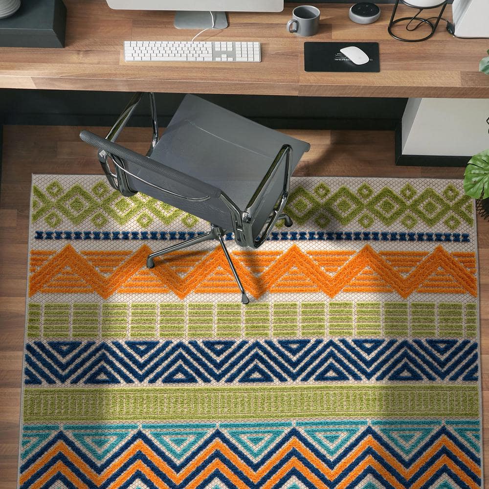 Marbella Multi-Color Boho Geometric Indoor/Outdoor Area Rug