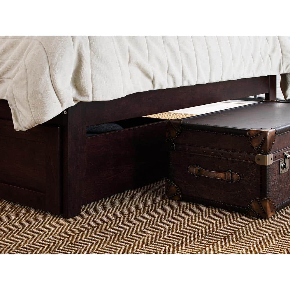 Espresso Full Double Wood Platform Bed with Storage Drawers