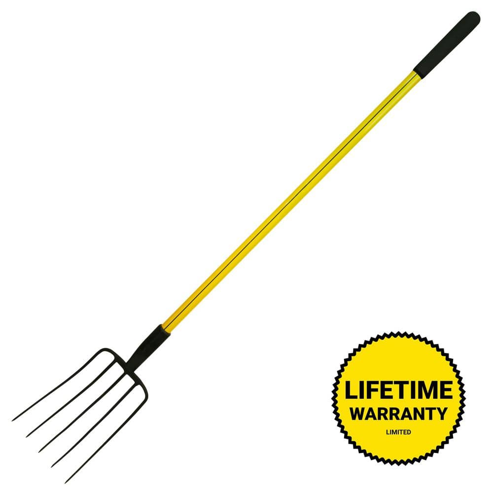 Nupla 54 in. Classic Fiberglass Heavy-Duty 5-Tine Garden Fork with Cushion Grip