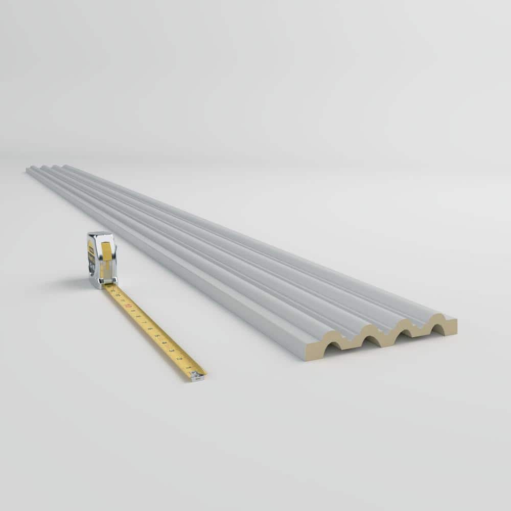 94.5" White Polyurethane Fluted Crown Molding