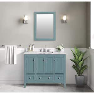 Beverly 43 in. W x 22 in. D x 35 in. H Single Sink Freestanding Bath Vanity in Aegean Teal with White Marble Top