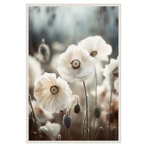 White Poppy Field No 1 by Treechild 1-Piece Floater Frame Giclee Home Canvas Art Print 33 in. x 23 in.