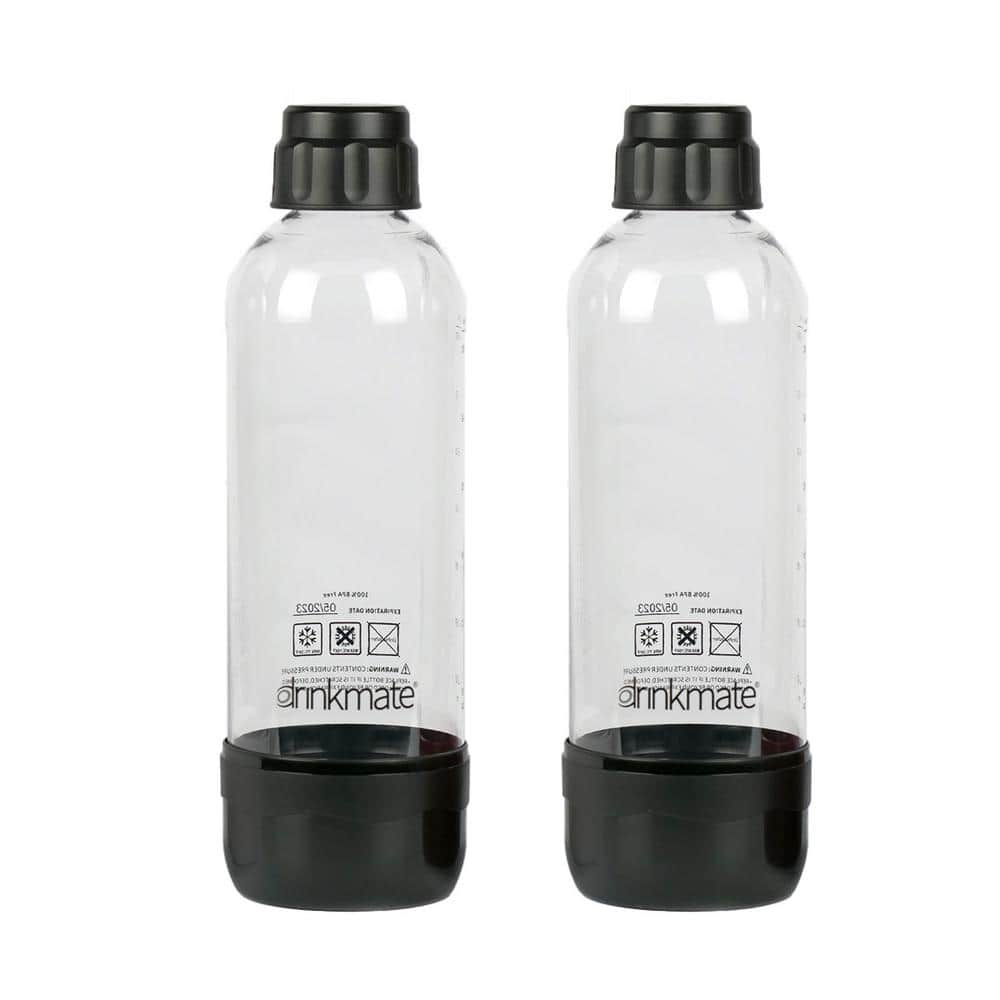 DrinkMate 1 L Black Carbonating Water Machine Bottles (2-Pack) 001-02-2X -  The Home Depot