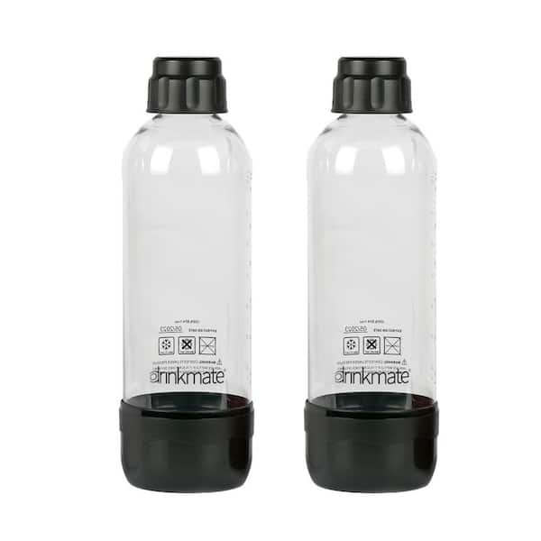 DrinkMate 1 L Black Carbonating Water Machine Bottles (2-Pack)
