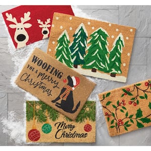 PVC Backed Merry Christmas, 30"x18"x0.5", Natural Coconut Husk Coir Door Mat
