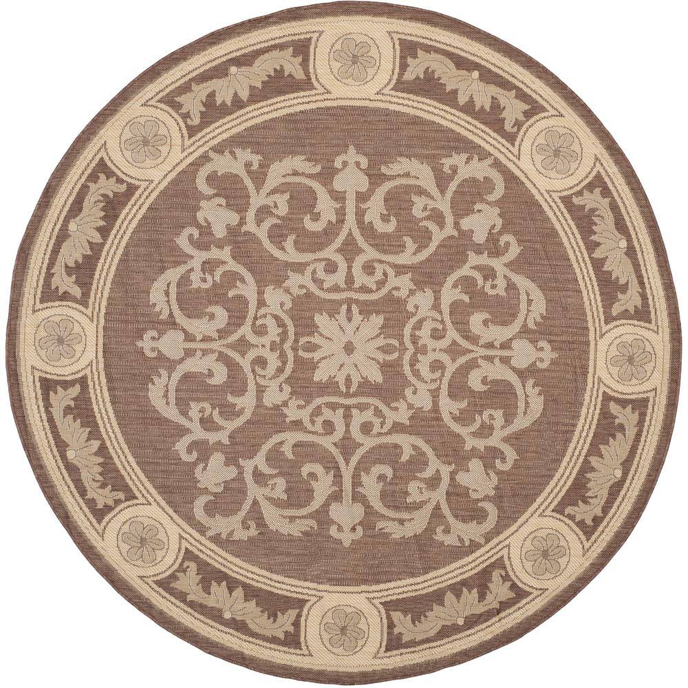 Courtyard Chocolate/Natural 5 ft. x 5 ft. Round Floral Indoor/Outdoor Patio  Area Rug price history on PriceWatchPro