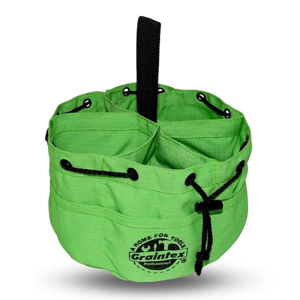 Graintex 10 in. 6-Pocket Lime Green Canvas Grab Tool Bag with