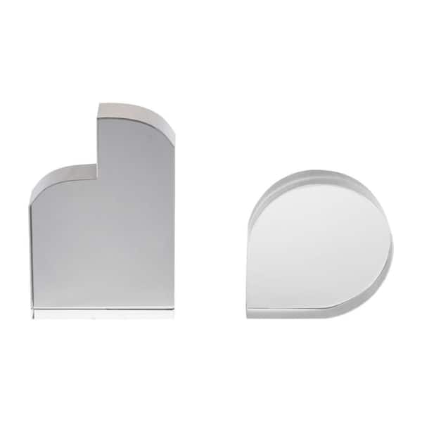 Liv & Skye 7 in. Gray Glass Crystal Modern Teardrop and Arch Design Bookends (Set of 2)