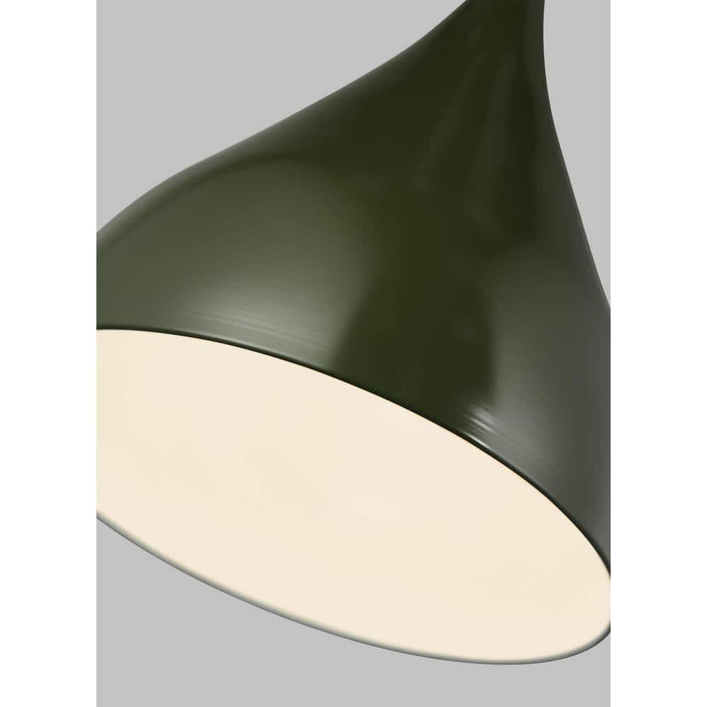 Olive Glass and Steel 14" Indoor/Outdoor Pendant Light