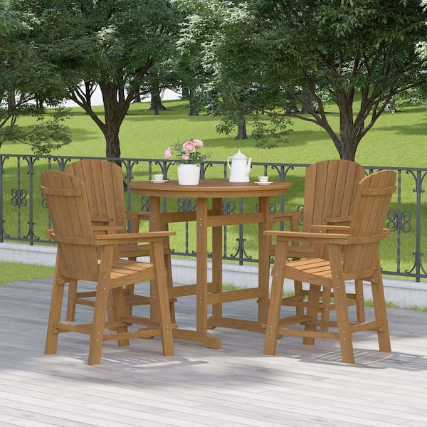 Zeus & Ruta Light Teak HIPS Adirondack Chairs Set of 2 for Outdoor Deck Lawn Pool Backyard