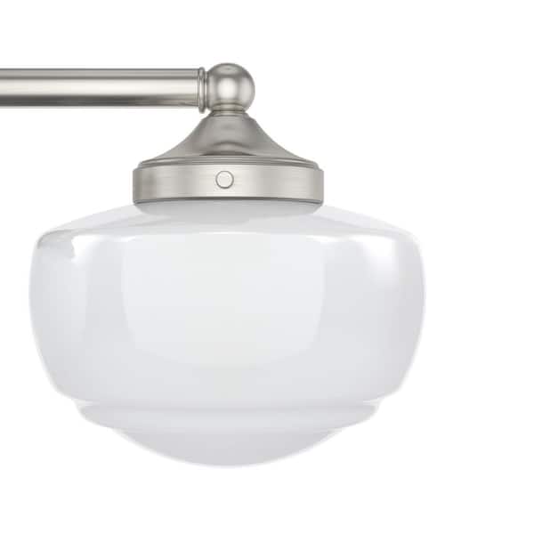 Hunter - Saddle Creek 23.5 in. 3-Light Brushed Nickel Vanity Light with Cased White Glass Shades