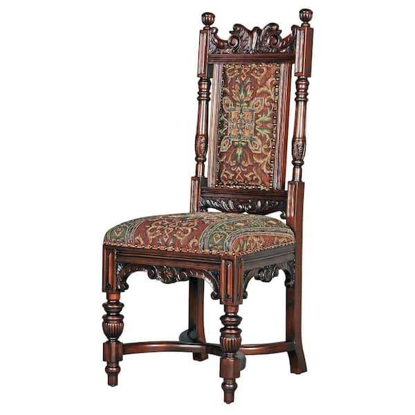 Design Toscano Grand Classic Edwardian Walnut Mahogany Dining Side Chair
