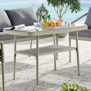 Windham All-Weather Wicker Outdoor 26 in. H Cocktail Table with Glass Top