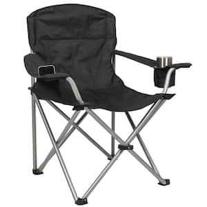 Black Polyester Heavy-Duty Folding Wide Quad Chair
