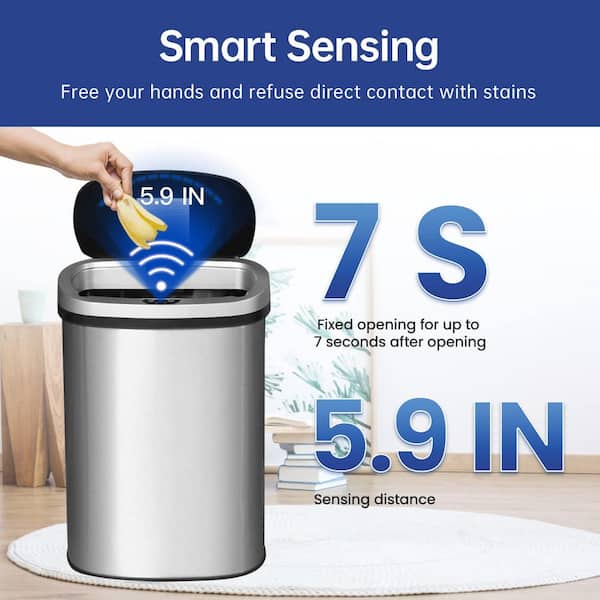 ITOPFOX Automatic 13 Gal. Stainless Steel Metal Household Trash
