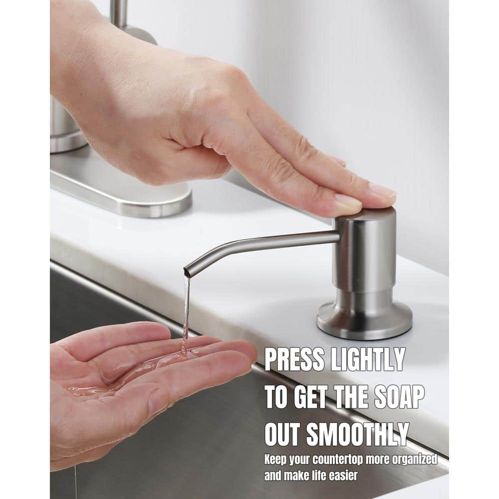 Brushed Nickel Single Handle Pull Down Kitchen Faucet with Soap Dispenser