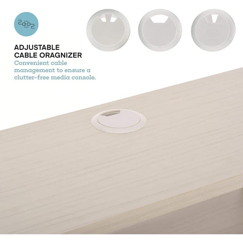 White Light Wood 2-Tier Floating Media Shelf with Brackets
