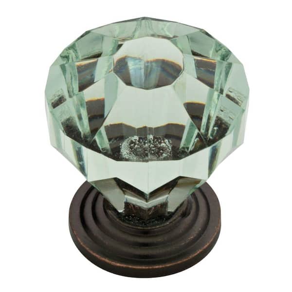 Liberty Acrylic Faceted 1-1/4 in. (32 mm) Dark Bronze and Celadon Cabinet Knob