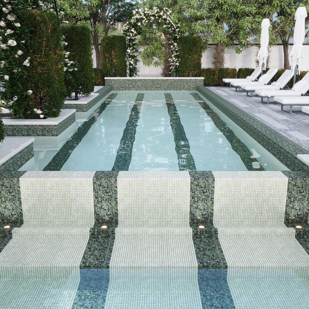 Celestial Pastel Gray Iridescent Glass Mosaic Tile