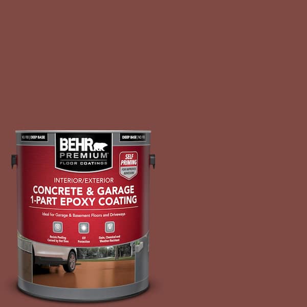 BEHR PREMIUM 1 gal. #SC-112 Barn Red Self-Priming 1-Part Epoxy Satin Interior/Exterior Concrete and Garage Floor Paint