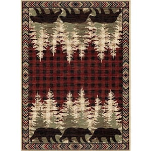 American Destination Blowing Rock Red 5 ft. x 8 ft. Lodge Area Rug