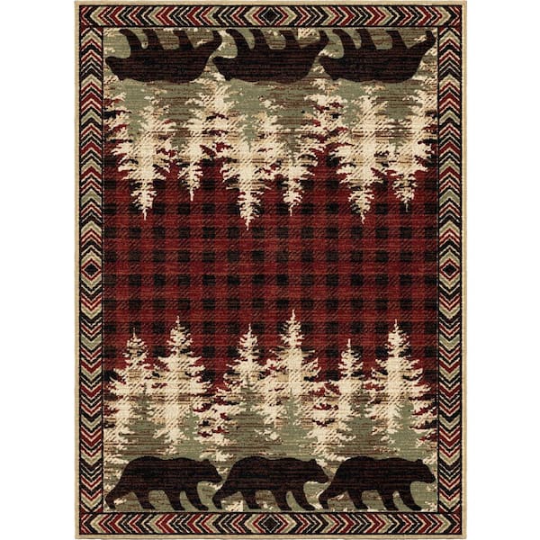Mayberry Rug American Destination Blowing Rock Red 5 ft. x 8 ft. Lodge Area Rug