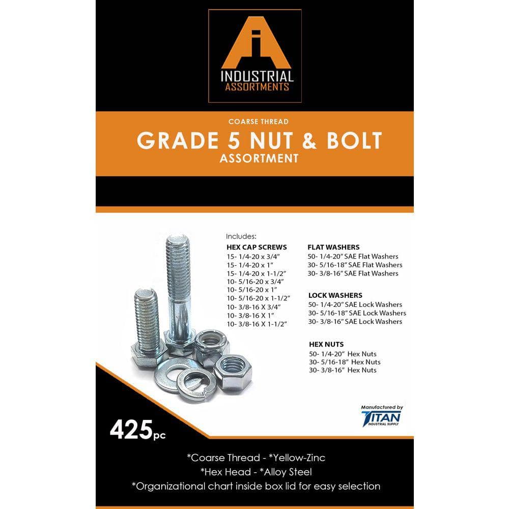 425 Piece Grade 5 Coarse Thread Nut and Bolt Kit price history on PriceWatchPro