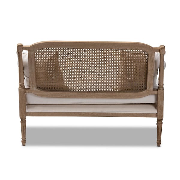 Baxton Studio Clemence 48.8 in. Ivory Oak Polyester 2 Seater