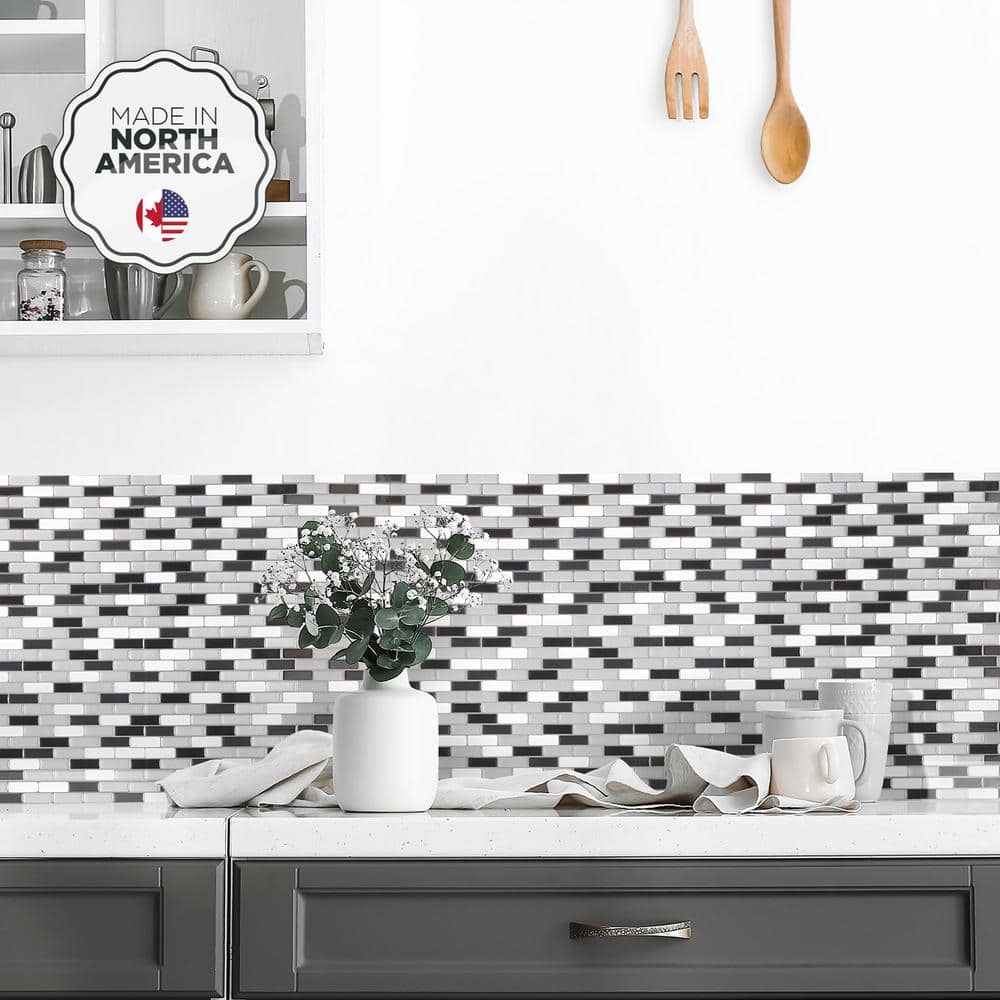 Murano Metallik Gray Glossy Peel and Stick Wall Tile